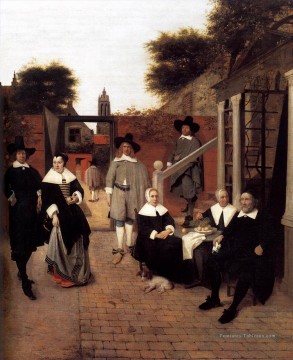  Delft Tableaux - Portrait d’une famille dans une cour de Delft genre Pieter de Hooch